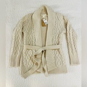 NWT LOGG H & M Women's Cream Cable Knit Cardigan Wrap Sweater S M